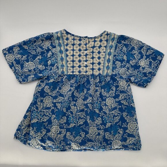 Fabindia 100 % Cotton Blue Floral Boho Cottagecore Lightweight Woman’s Shirt M - Picture 10 of 13